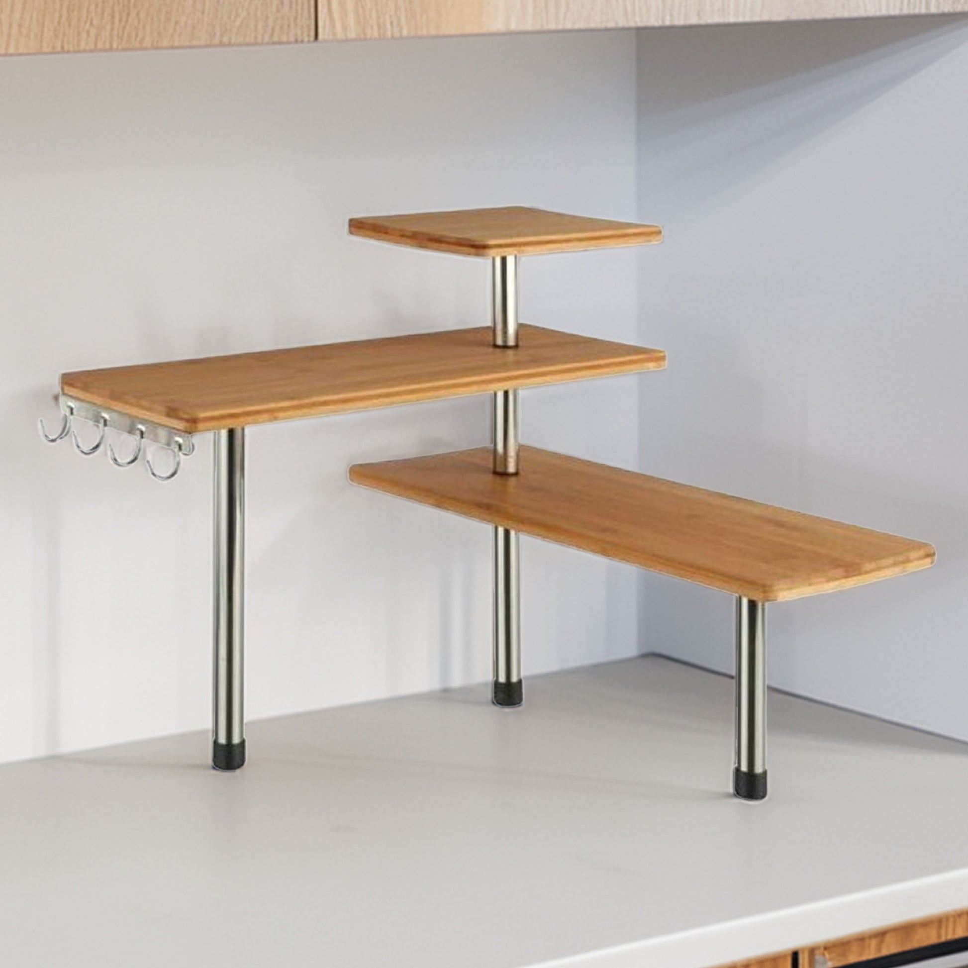 Well Home - Estante Esquinero De Bambú Para La Cocina, Compacto Y Elegante 45x43x38,5cm