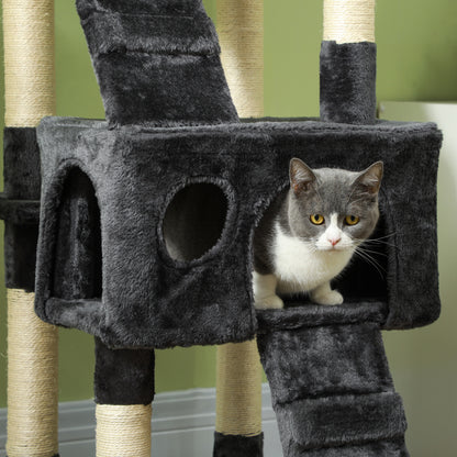 Pawhut Árbol Rascador Para Gatos Grande 49x49x173 Cm Con Múltiples Niveles Gris_3