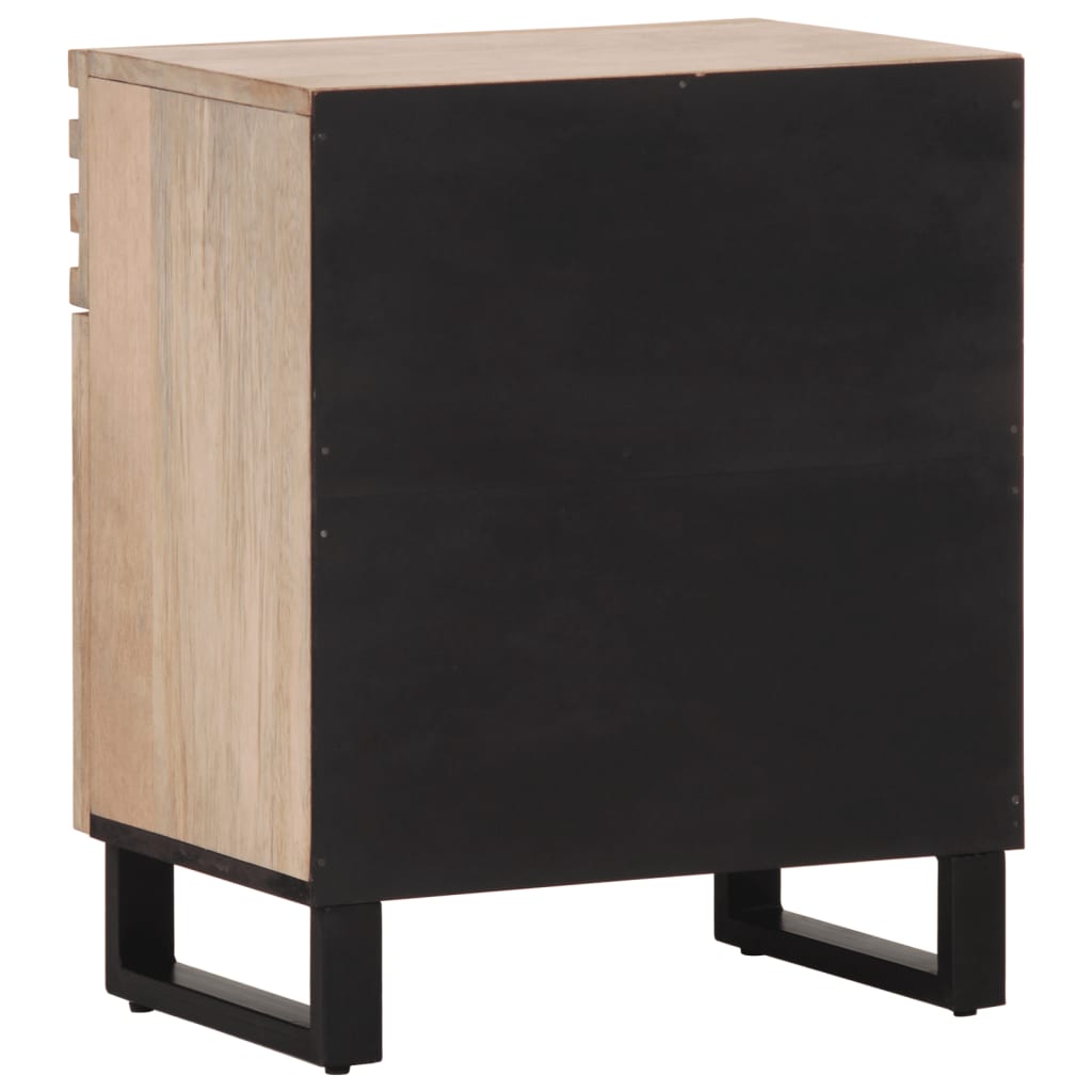Mesita De Noche Madera Maciza De Mango Blanca 50x34x60 Cm_2