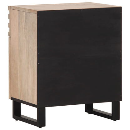 Mesita De Noche Madera Maciza De Mango Blanca 50x34x60 Cm_2