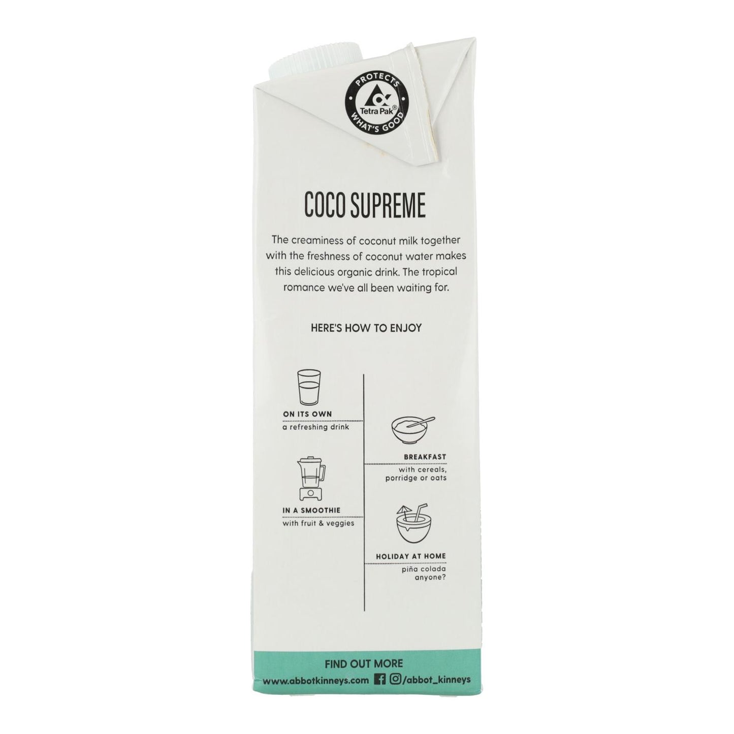 Pack 6x Bebida vegetal coco supreme Bio Abbot Kinney 1L