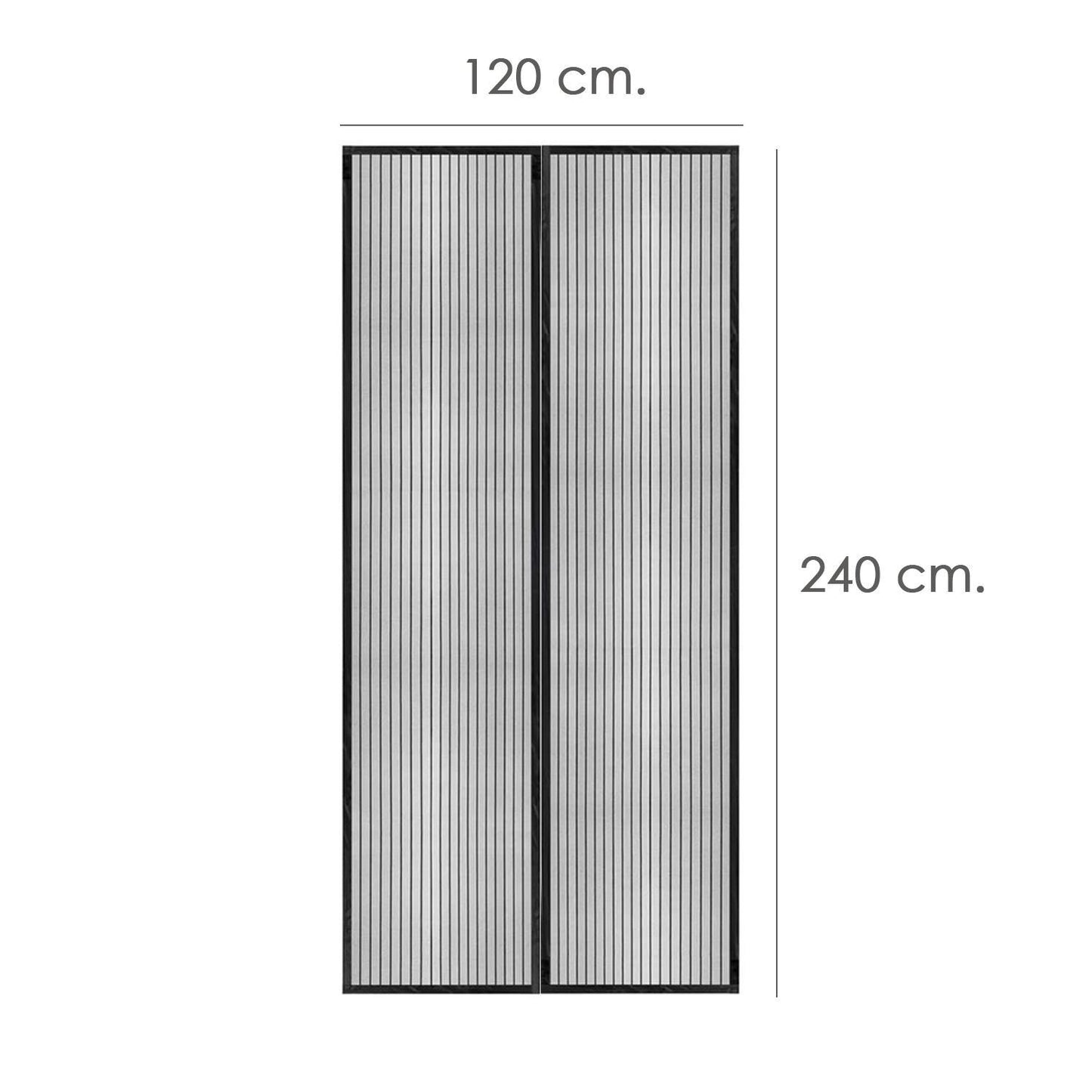 Cortina Mosquitera Para Puertas Con Cierre Central Magnetico Automatico 120 X 240 (alt.) Cm. Color Negro._1