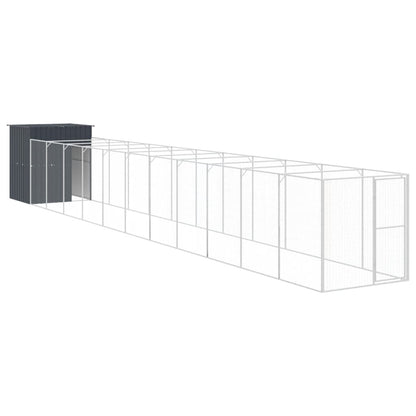 Vidaxl Caseta Perros Con Corral Acero Galvanizado Gris 165x1271x181 Cm_0