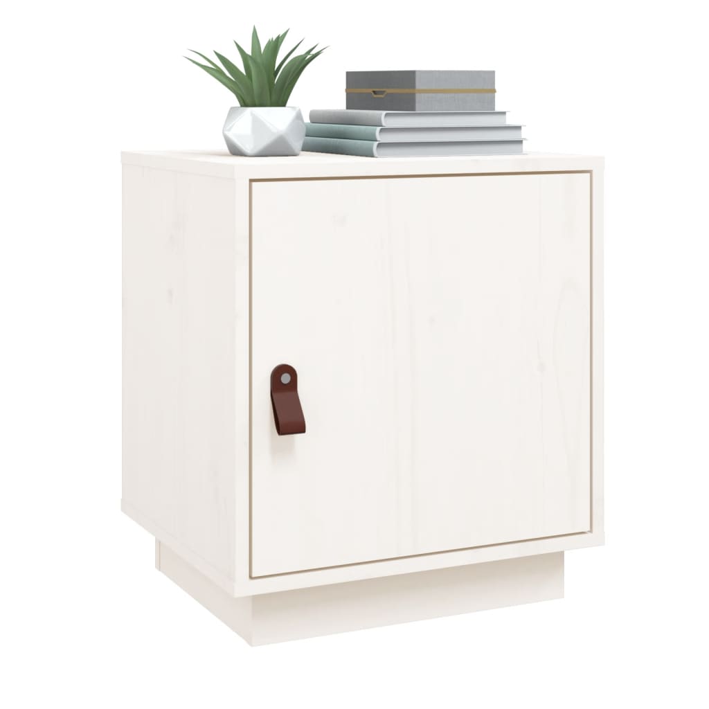Mesitas De Noche 2 Uds Madera Maciza Pino Blanco 40x34x45 Cm_2