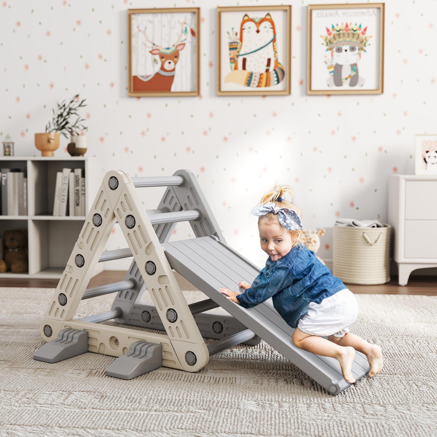 Aiyaplay Triángulo De Escalada 3 En 1 Con Tobogán Y Rampa Escalador_1