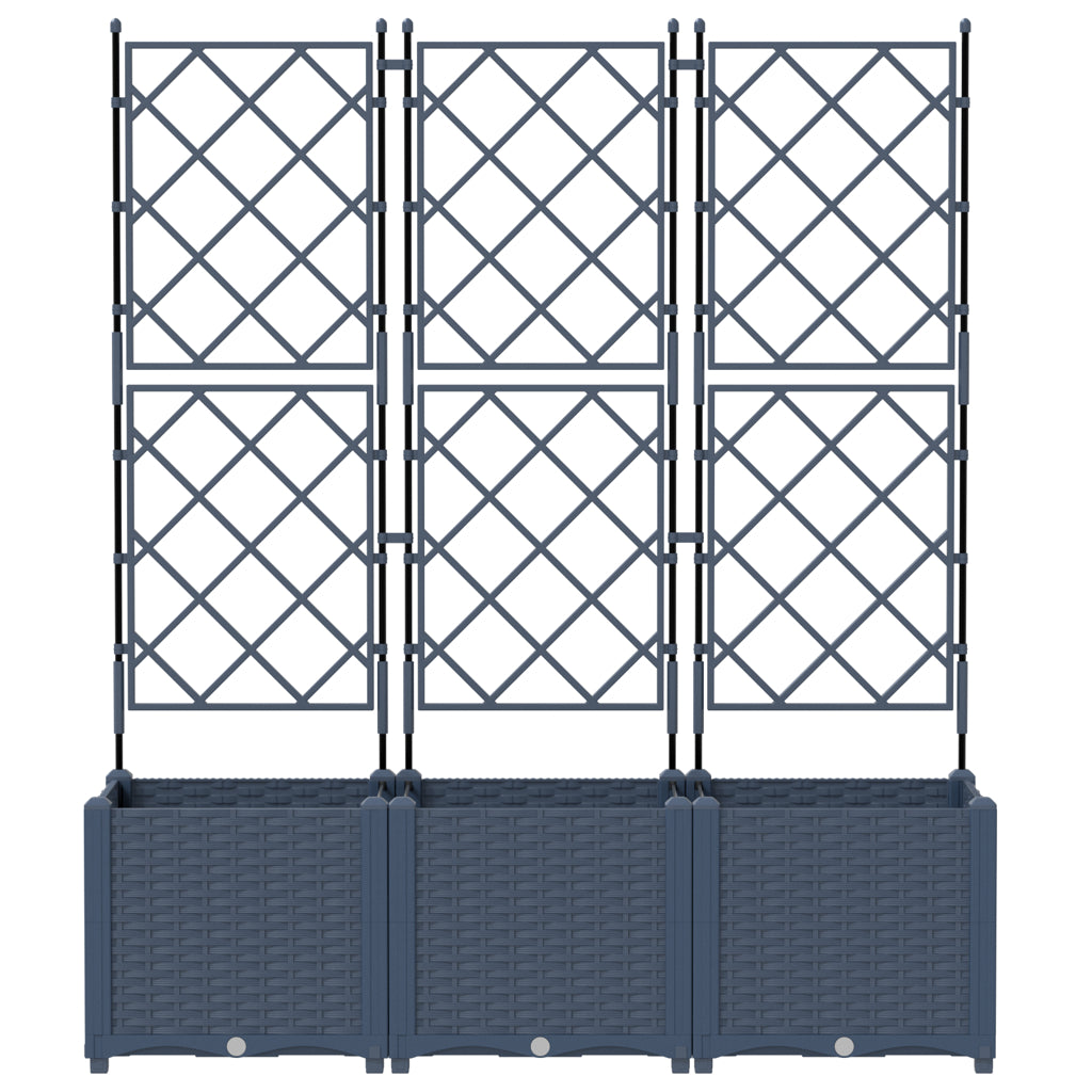 Vidaxl Maceta De Jardín Con Enrejado 3 Pcs Gris 120 X 40 X 143 Cm Pp_4