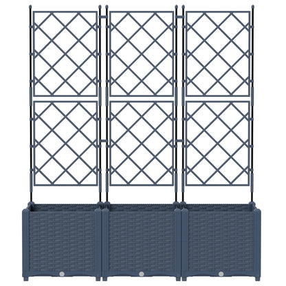 Vidaxl Maceta De Jardín Con Enrejado 3 Pcs Gris 120 X 40 X 143 Cm Pp_4
