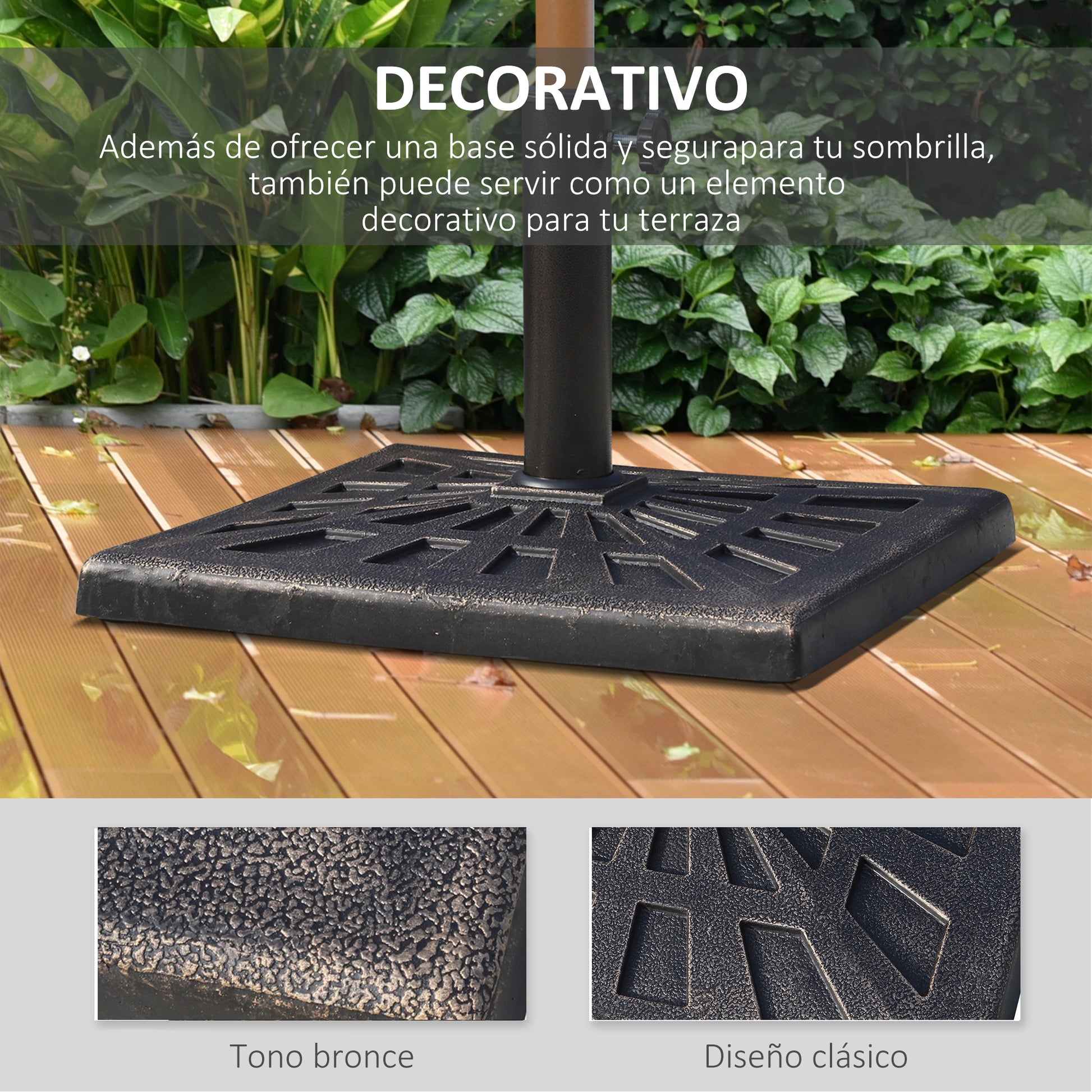 Outsunny Base De Sombrilla Peso 15 Kg Soporte Para Parasol De Resina Para Mástiles De Ø3_3
