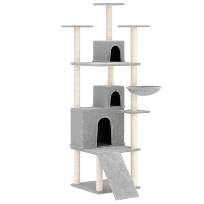 Vidaxl Rascador Para Gatos Con Postes De Sisal Gris Claro 175 Cm_0