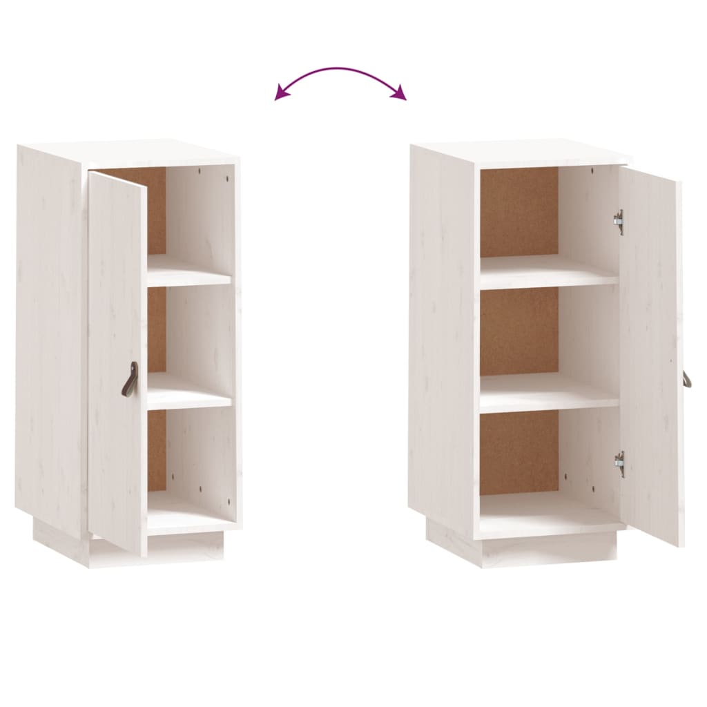 Aparador De Madera Maciza De Pino Blanco 34x40x75 Cm / Vetonek_0