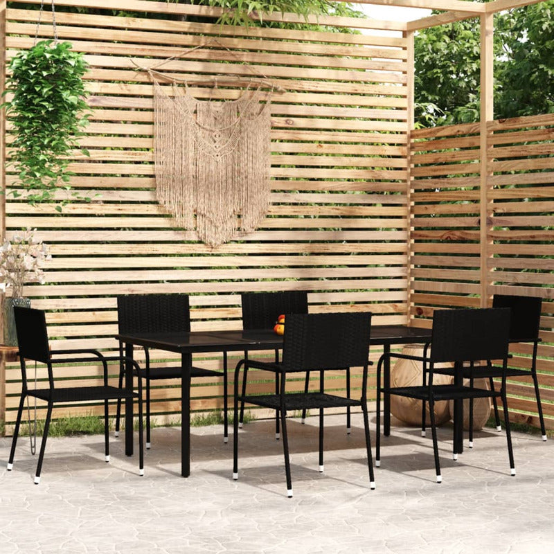 Vidaxl Juego De Comedor Para Jardín 7 Piezas Negro_1