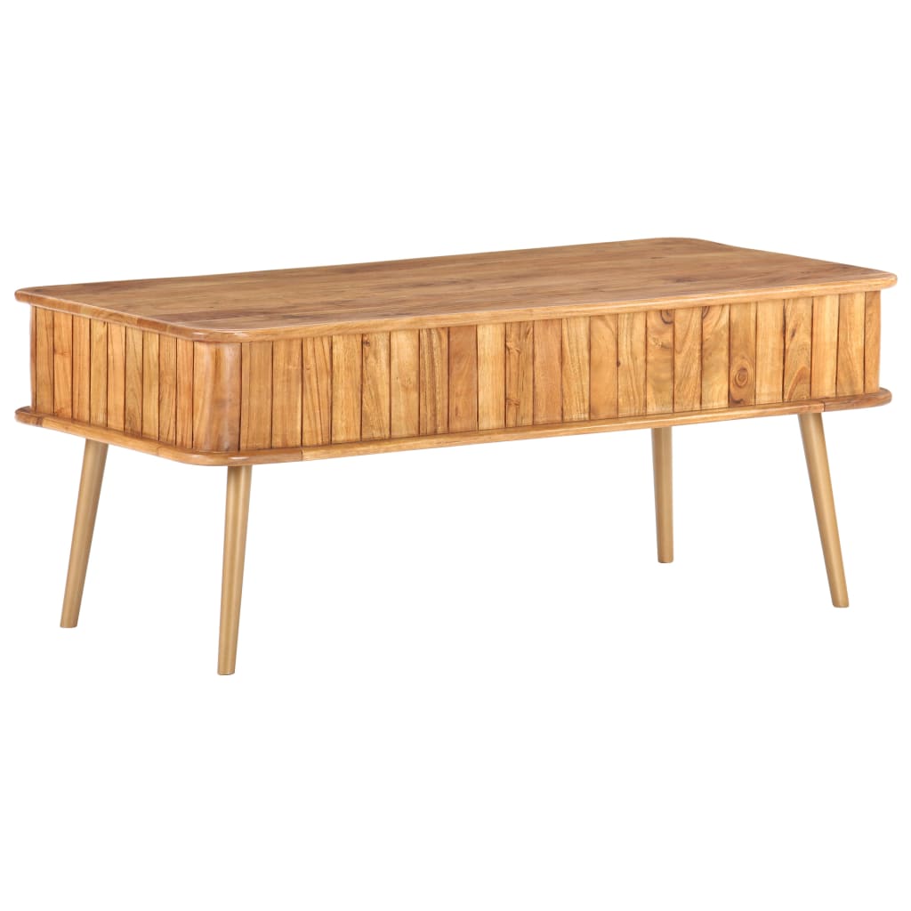 Mesa De Centro Madera Maciza De Acacia 100x50x40 Cm_3