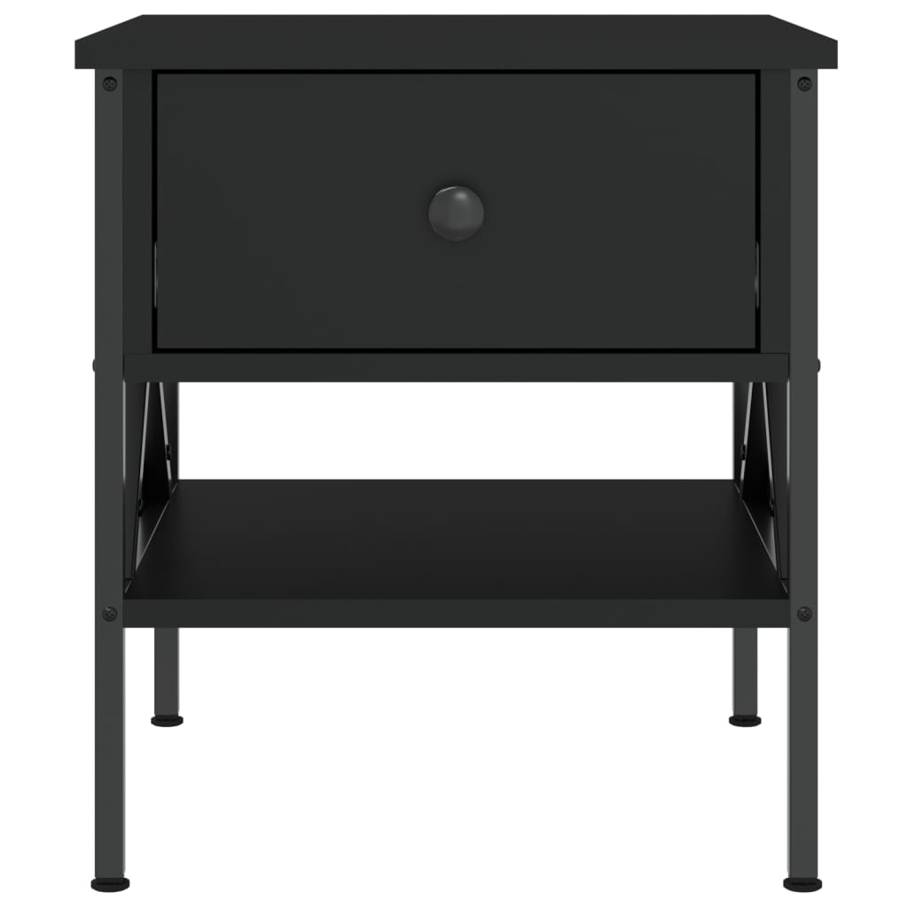 Mesita De Noche Madera De Ingeniería Negro 40x42x45 Cm_3