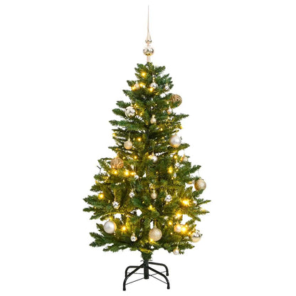 Vidaxl Árbol Navidad Artificial Con Bisagras 150 Led Y Bolas 120 Cm_0
