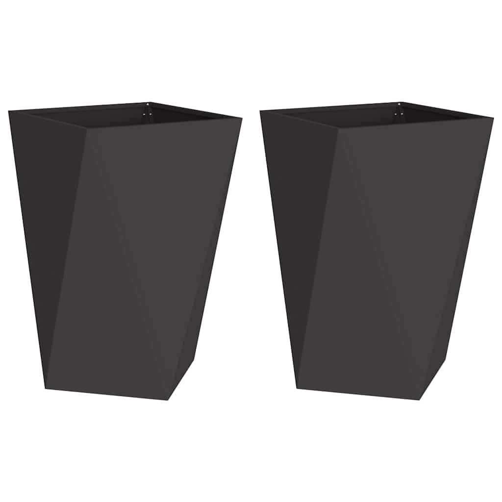 Jardinera 2 Pcs Negro 50 X 50 X 75 Cm Acero_0