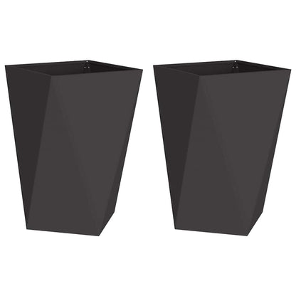 Jardinera 2 Pcs Negro 50 X 50 X 75 Cm Acero_0
