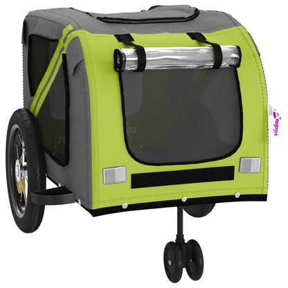 Remolque De Bicicleta Mascotas Hierro Tela Oxford Verde Negro_4