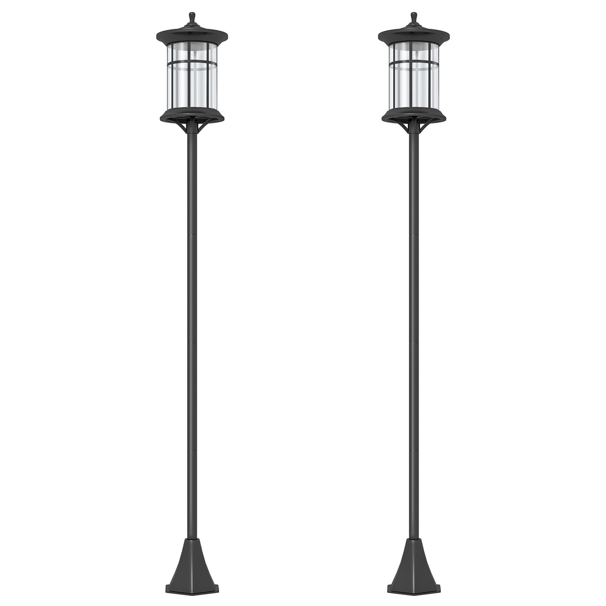 Farolas Solares Exterior Outsunny Acero Inoxidable, Abs Negro 23.5x23.5x184 Cm_0