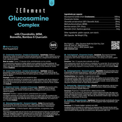 Complejo de Glucosamina con condroitina + MSM + boswellia + quercetina Zenemet, 365 comprimidos