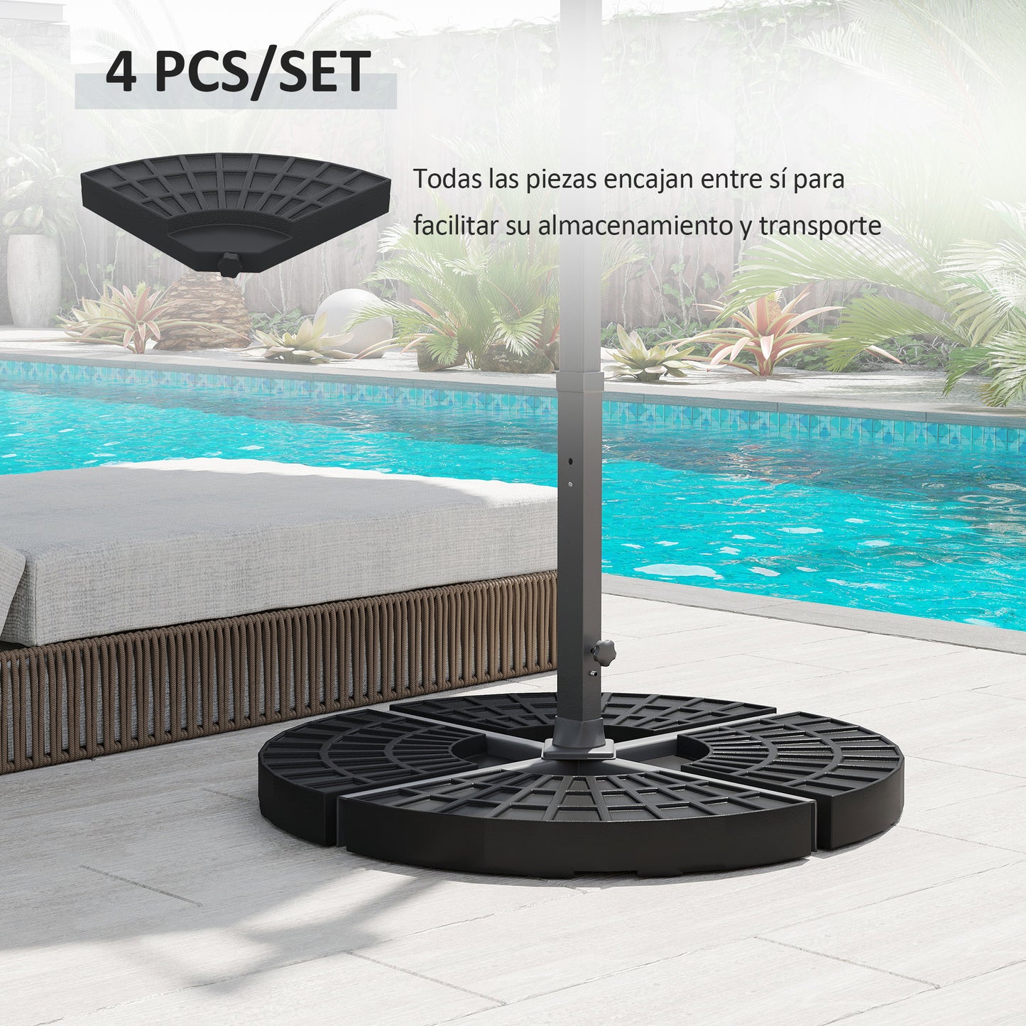 Outsunny Peso Para Base De Sombrilla De 4 Piezas Para Base Cruzada Negro_3