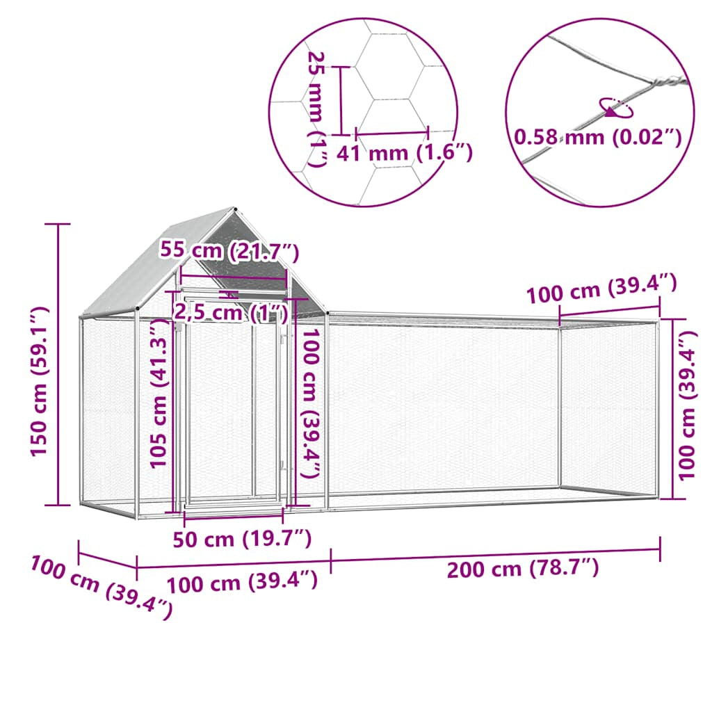 Vidaxl Gallinero Acero Galvanizado 3x1x1,5 M_2