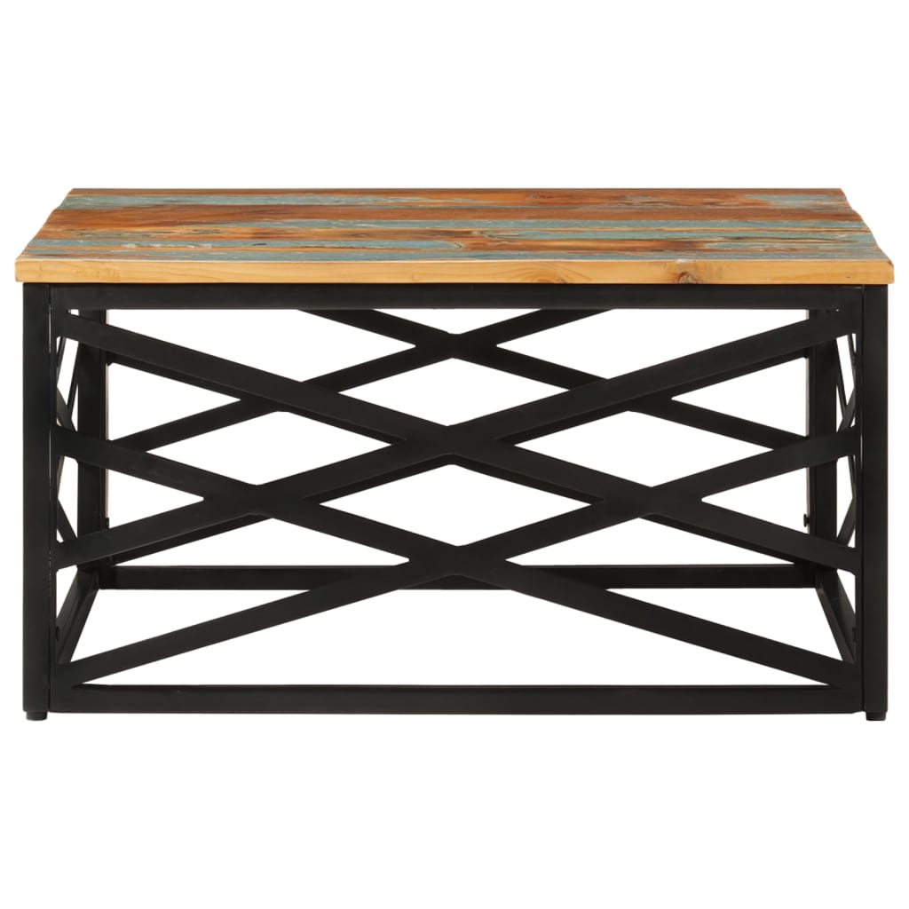 Mesa De Centro De Madera Maciza Reciclada 68x68x35 Cm_0