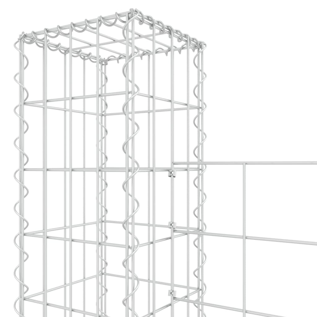 Cesta De Gaviones Forma De U 4 Postes De Hierro 380x20x200 Cm / Vetonek_2