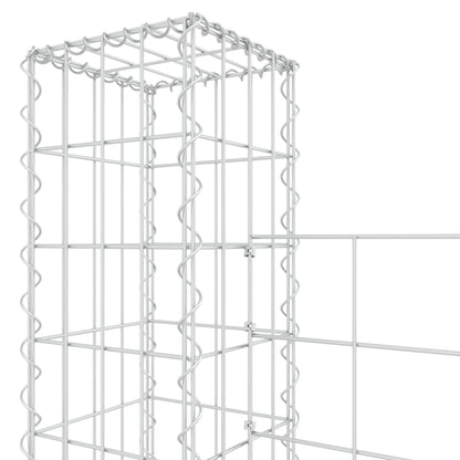 Cesta De Gaviones Forma De U 4 Postes De Hierro 380x20x200 Cm / Vetonek_2