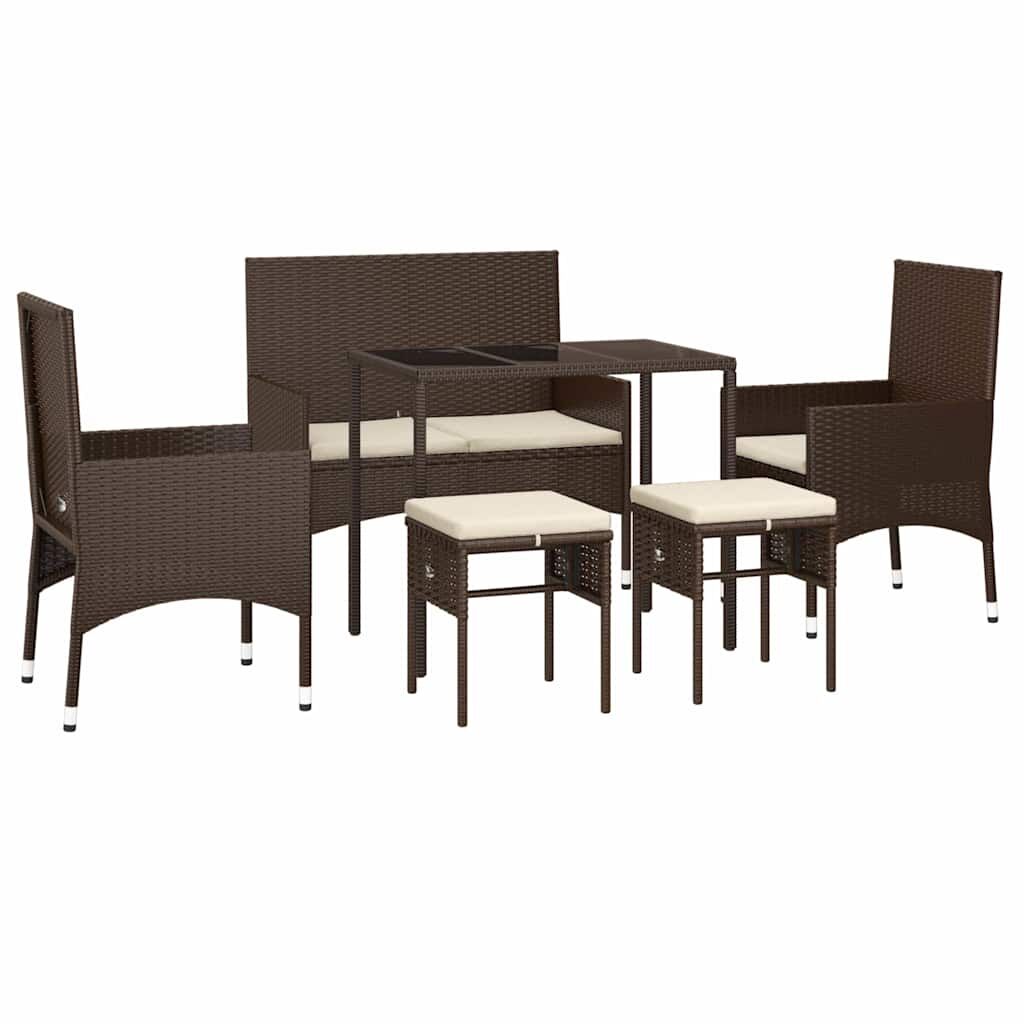 Vidaxl Set Muebles De Jardín 6 Piezas Y Cojines Ratán Sintético Marrón_0