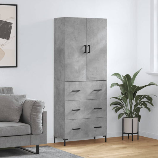 Aparador Alto Madera Contrachapada Gris Hormigón 69,5x34x180 Cm_0