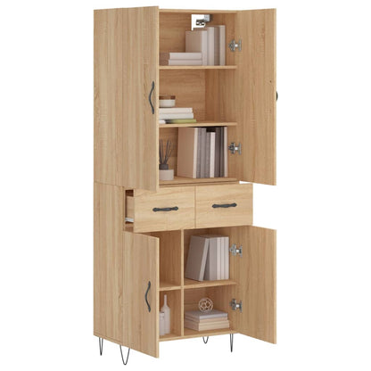 Aparador Alto Madera Contrachapada Color Roble 69,5x34x180 Cm_2