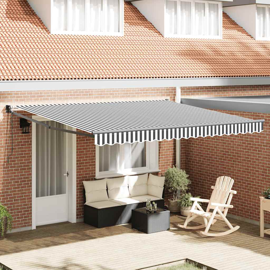 Toldo Retráctil Aluminio Y Tela Gris Antracita Y Blanco 4x3 M_1