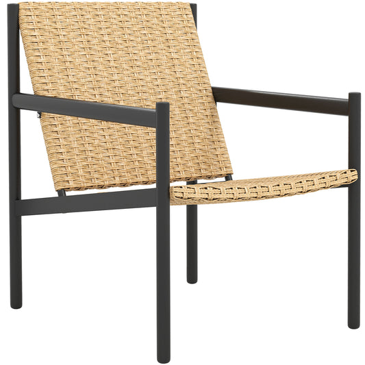 Outsunny Silla De Ratán De Jardín Individual Con Reposabrazos Respaldo Inclinado_0