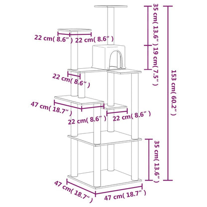 Vidaxl Rascador Para Gatos Con Postes De Sisal Crema 153 Cm_2