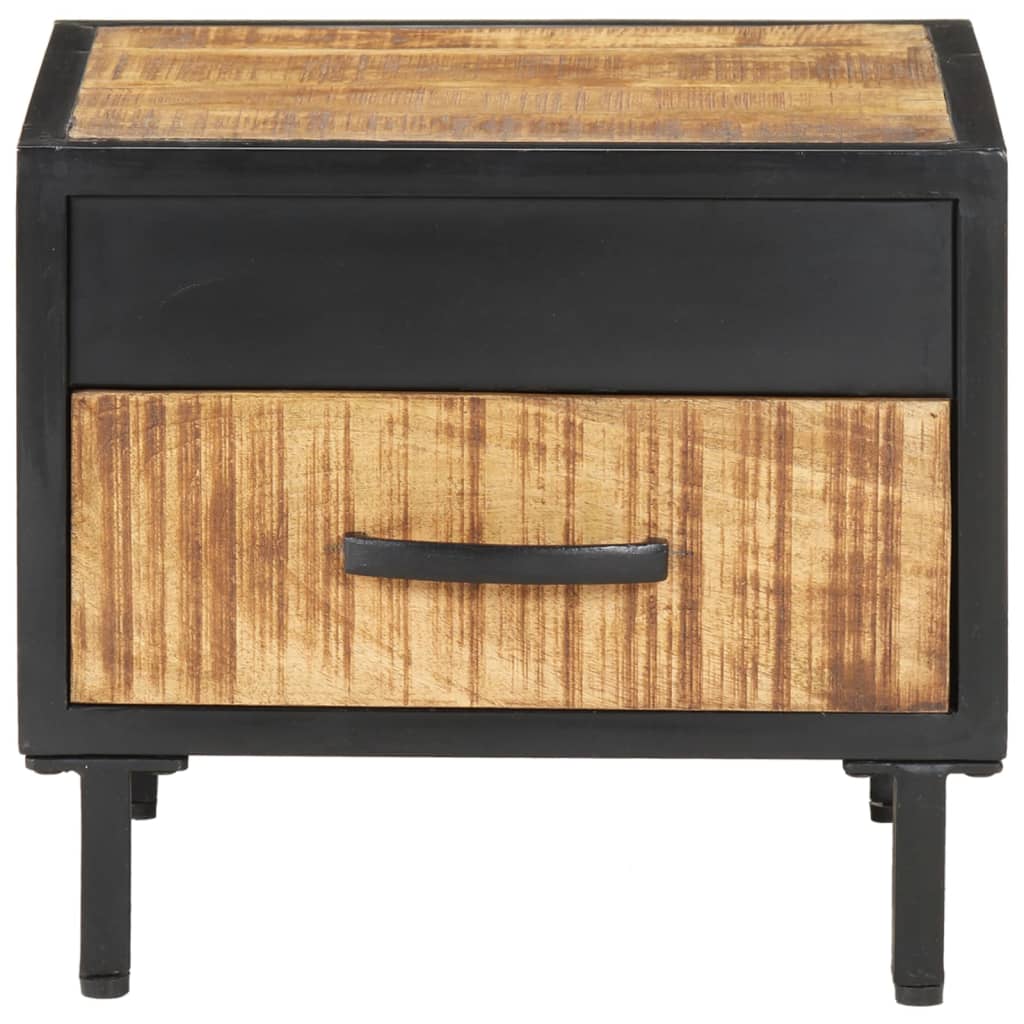Mesita De Noche De Madera De Mango Rugosa 40x40x35 Cm_0