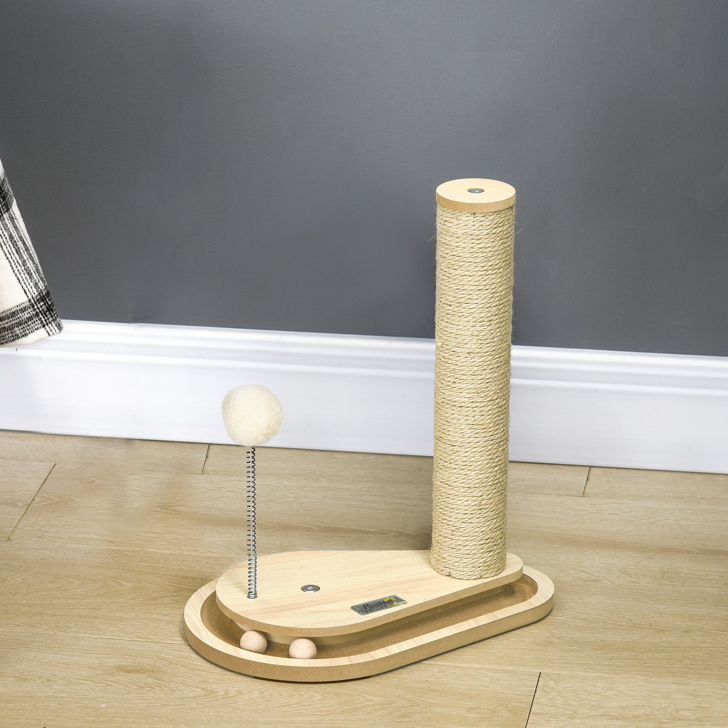 Pawhut Árbol Rascador Para Gatos 40 Cm Con Poste De Rascador 35x23x40 Cm Roble_1