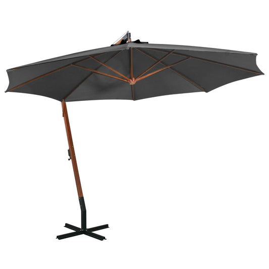 Vidaxl Sombrilla Jardín Colgante Palo Madera Abeto Antracita 3,5x2,9 M_0