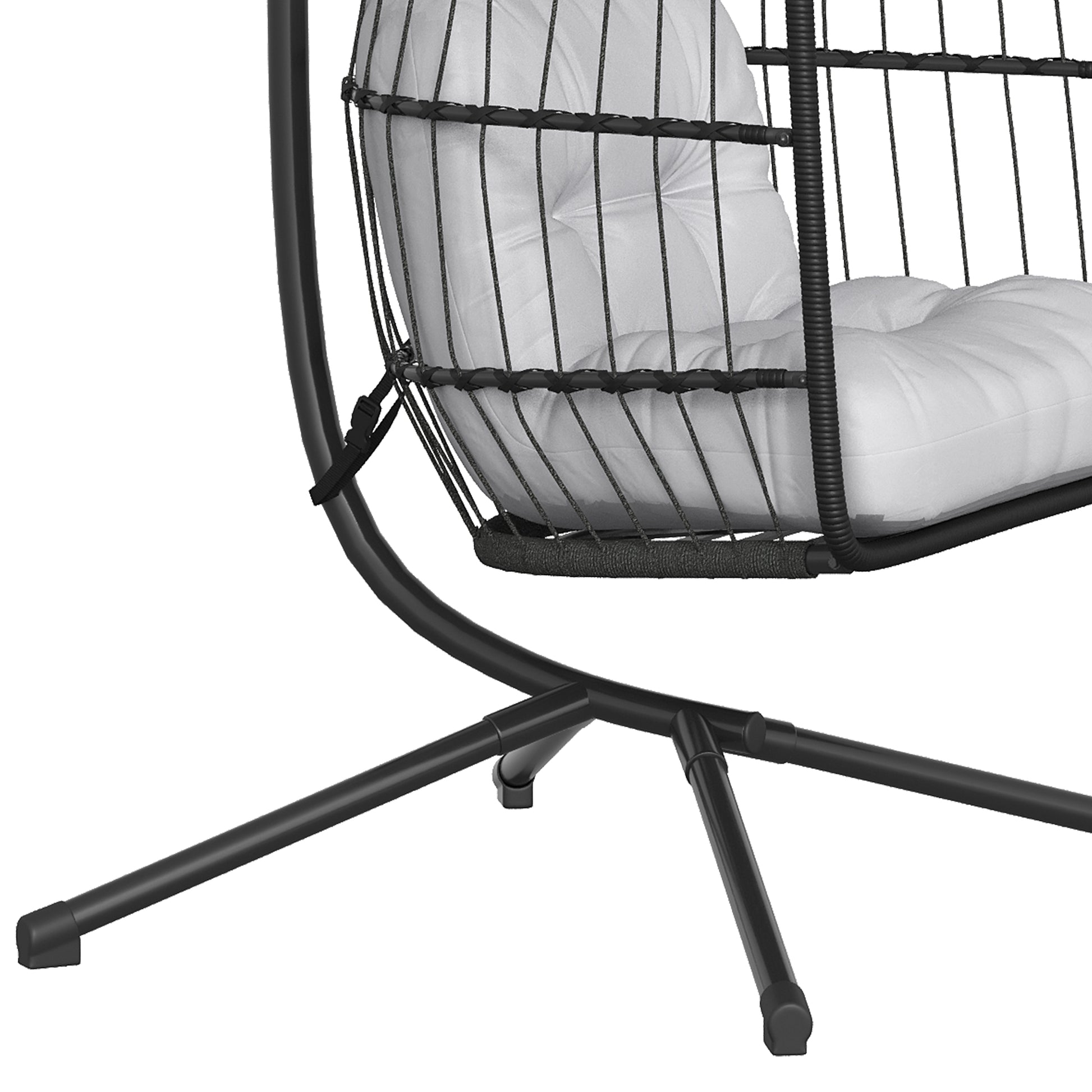 Outsunny Silla Colgante Huevo Con Soporte Cesta Plegable Cojín Altura Ajustable_4