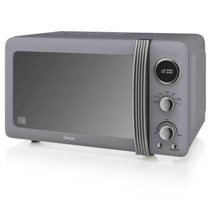 Swan Retro Microondas Digital 20l, 5 Niveles De Potencia, Función Descongelación Temporizador 60 Min, Sm22030grneu, Gris_0