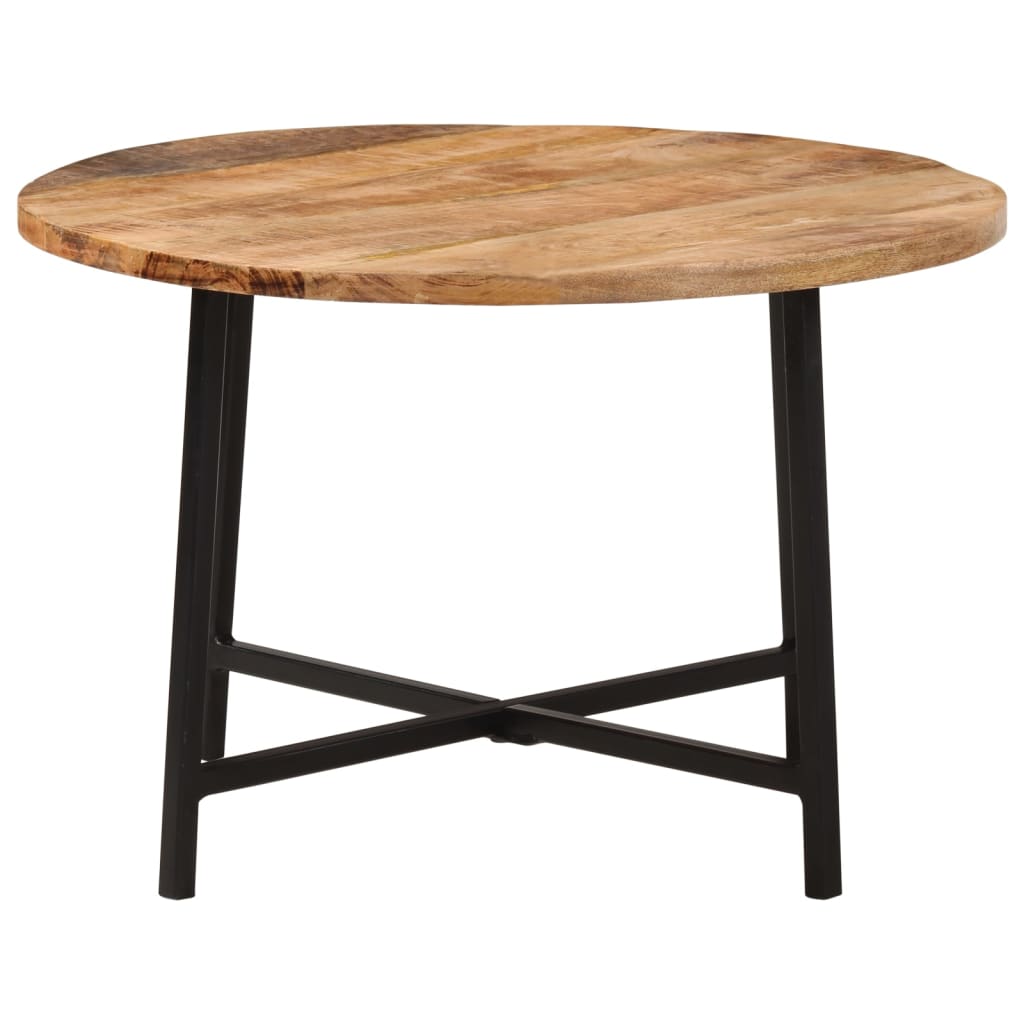 Mesa De Centro Hierro Y Madera Maciza De Mango 54x54x35 Cm_0