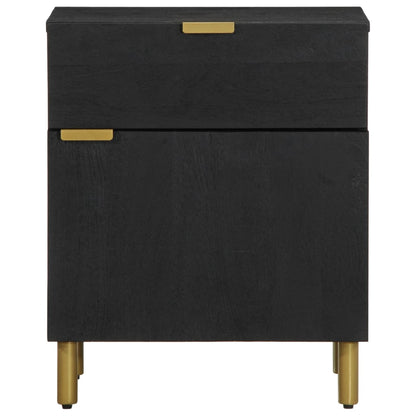Mesita De Noche Madera De Ingeniería Negra 50x33x60 Cm_1