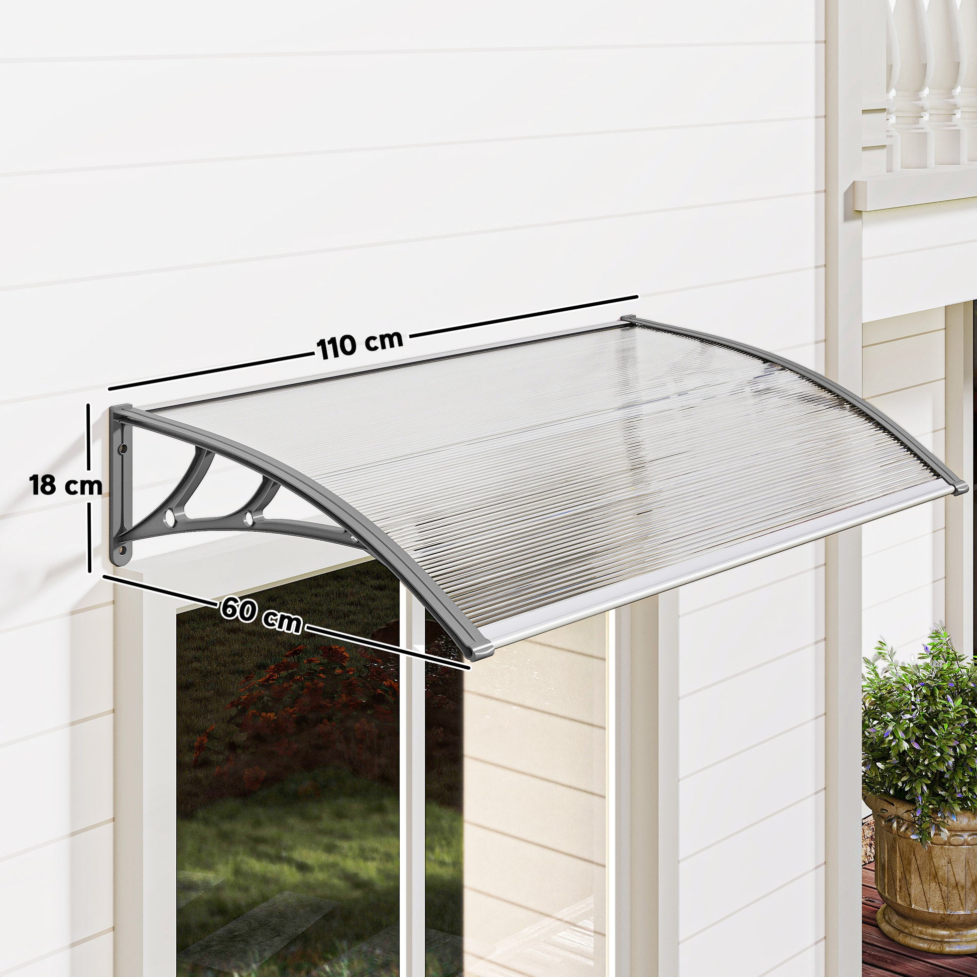 Outsunny Tejadillo De Protección 110x60 Cm Para Puertas Y Ventanas Transparente_2