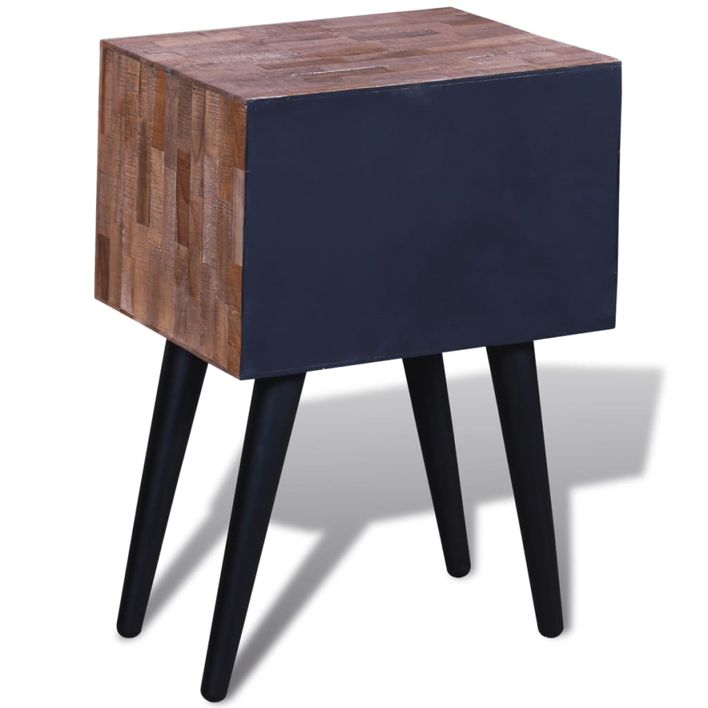 Mesita De Noche Con 2 Cajones Madera De Teca Reciclada_4
