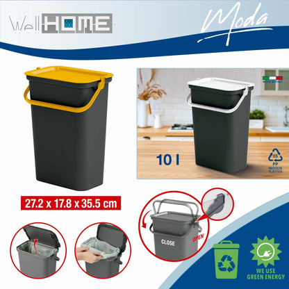 Set De 2 Papeleras moda 10l Con Asa Ámbar Y Negro