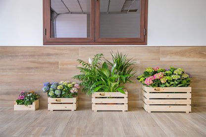 Caja De Fruta Decorativa De Madera Natural De 59 X 36,5 X 34 Cm