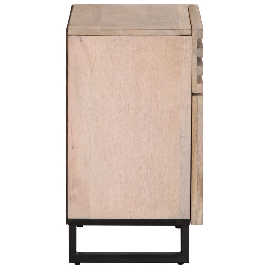 Mesita De Noche Madera Maciza De Mango Blanca 50x34x60 Cm_1