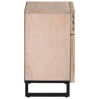 Mesita De Noche Madera Maciza De Mango Blanca 50x34x60 Cm_1