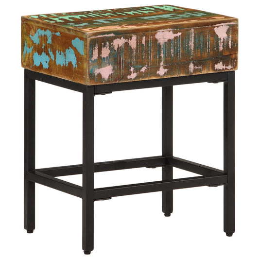 Mesa Auxiliar Madera Maciza Reciclada 40x30x51 Cm_0