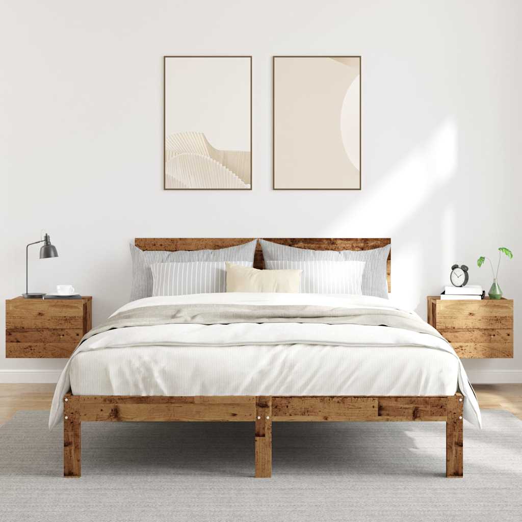 Mesitas De Noche De Pared 2 Uds Madera Envejecida 40x32x30 Cm_1