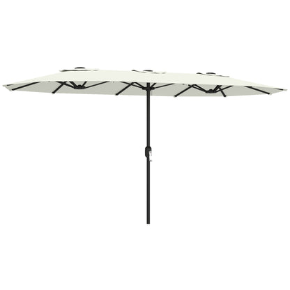 Outsunny Sombrilla Doble 4,6x2,6 M Con Protección Uv50+ Y Manivela Blanco Crema_0